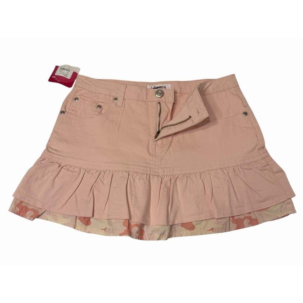 Pink Camo Ruffle Skort Cotton Y2K Mini Skirt Shorts Girls L Spring Summer NWT - Picture 6 of 10